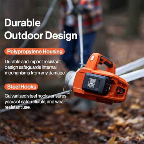 SuperHandy Electric Portable Capstan Winch, Brushless Motor, 1000-2000 lbs Max Pulling Force, Includes 100ft Low-Stretch Rope, Battery & Charger - Ideal for Forestry, Hunting, Off-Road