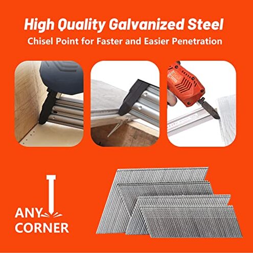 SITLDY 16 Gauge Angled Finish Nails, 20-Degree, 2000-Pack (2-1/2", 2", 1-1/2", 1-1/4" 500 Per Sizes), Galvanized Assorted Size Project Pack, for Pneumatic, Electric Angled Finish Nailer