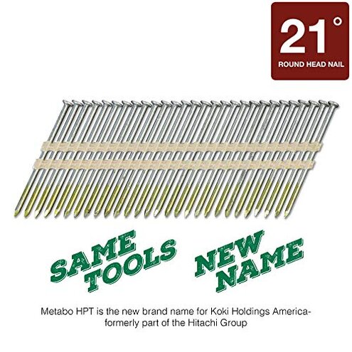 Metabo HPT Framing Nails | 3-in x .120 | 21 Degree | Bright | Smooth | 1,000 Count | 20105SHPT