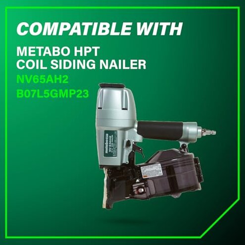 Metabo HPT Coil Siding Nails 3,600 Count, 1-3/4" x .092, 15 Degree Full Round Head, Ring Shank, Wire Coil, Hot Dipped Galvanized Steel Nails, for Siding, Fence Nails, Metal Siding, 13363HPT