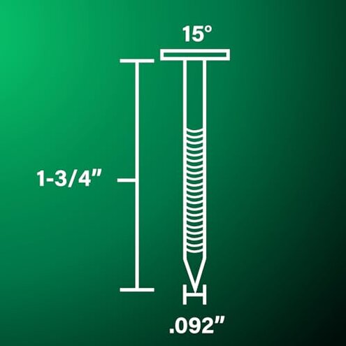 Metabo HPT Coil Siding Nails 3,600 Count, 1-3/4" x .092, 15 Degree Full Round Head, Ring Shank, Wire Coil, Hot Dipped Galvanized Steel Nails, for Siding, Fence Nails, Metal Siding, 13363HPT