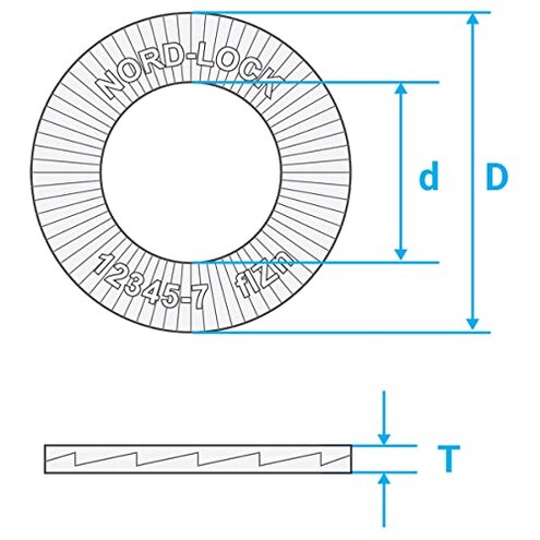Wedge Locking Washer, Carbon Steel, Zinc Flake Coated, M8 (5/16"), 20 Pack