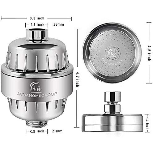 AquaHomeGroup Luxury Filtered Shower Head Set 20+3 Stage Shower Filter for Hard Water Removes Chlorine and Harmful Substances - Showerhead Filter High Output