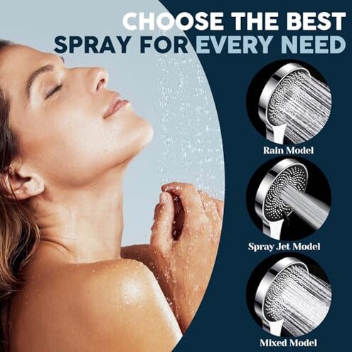 Shower Head,8&rdquo;Rain Shower Head with Handheld Spray Combo with 11'' Angle Adjustable Extension Arm/Flow Regulator/Shower System,High Pressure Rainfall Shower Head Bathroom,Chrome