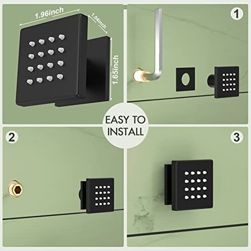 Boridoax Shower Body Spray Jets Matte Black 4PCS Square Shower Body Jet Brass Head Spray Spa Massage Body Shower Side Wall Spray Jets