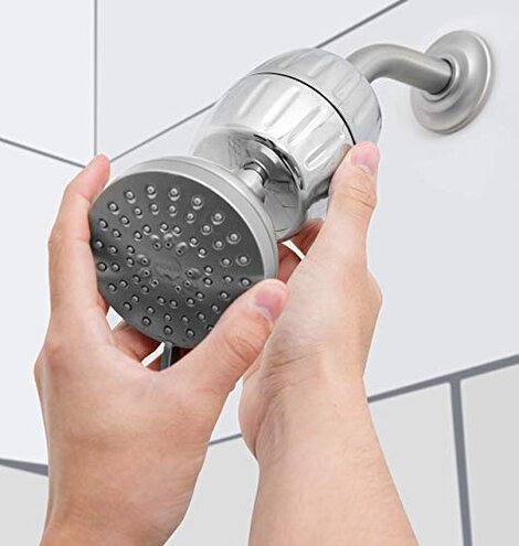AquaBliss HEAVY DUTY Shower Filter – Latest Superior Advanced 30x Filtration - Universal Multi-Stage Shower Head Filter Reduces Chemicals, Chlorine & Odors - Chrome (SF500)