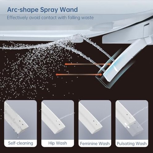 EPLO Smart Toilet,One Piece Bidet for Bathrooms,Modern Elongated Toilet with Warm Water,Dual Auto Flush,Foot Sensor Operation,Heated Bidet Seat,Electric Tankless Toilets with LED Display E16