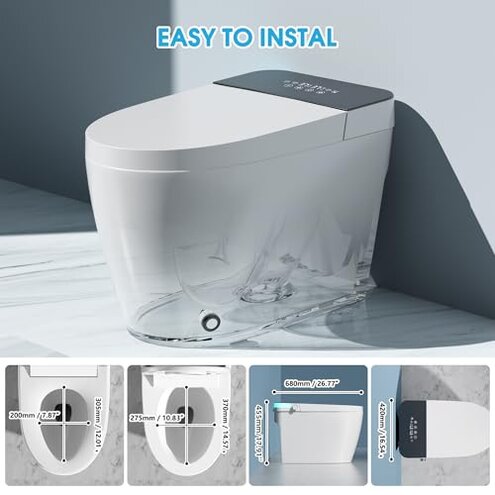 TDH Luxury Smart Toilet, Heated Seat with Warm Water Sprayer & Dryer, Walk Away Auto Flush and Close,One Piece Toilet for Bathrooms with Remote Control