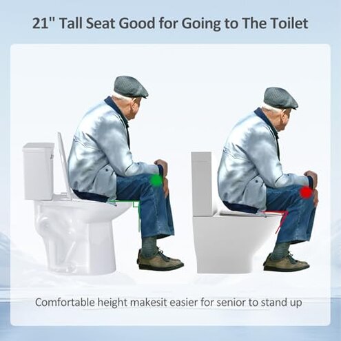 Simple Project 21 Inch High Toilet Elongated With Comfort Chair Seat, 1.28 Gpf Powerful Single Flush Extra Tall Toilet, 12 Inch Rough In Bathrooms Comfort Height Toilet For Seniors & Tall Person