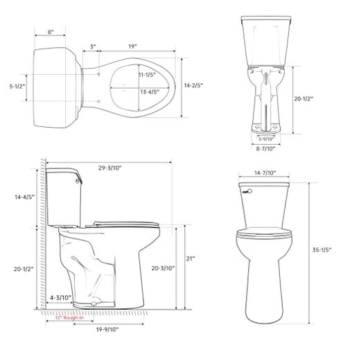 SUPERFLO 21 Inch High Toilet Elongated Extra Tall Toilets with Comfort Height Toilet Seat & 1.28 GPF Single Flush, Suitable For Seniors & Tall Person