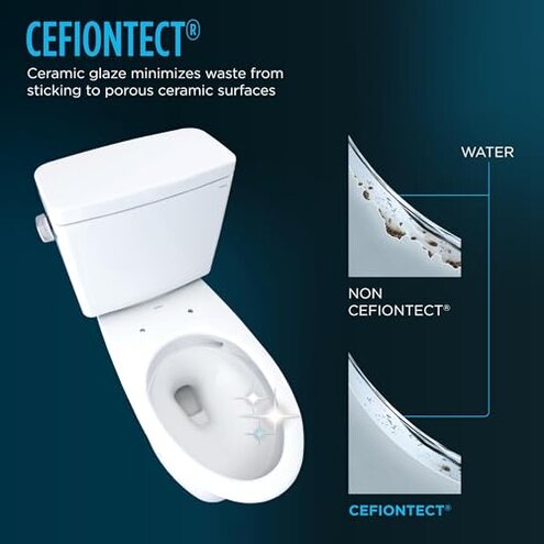 TOTO Drake Two-Piece Elongated 1.28 GPF Universal Height TORNADO FLUSH Toilet with CEFIONTECT and Right-Hand Trip Lever, Cotton White - CST776CEFRG#01