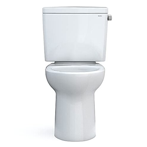 TOTO Drake Two-Piece Elongated 1.28 GPF Universal Height TORNADO FLUSH Toilet with CEFIONTECT and Right-Hand Trip Lever, Cotton White - CST776CEFRG#01