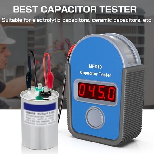 MFD10 Digital Capacitor Tester Meter Compatible with Supco, 0.01 to 10000 mfd's,±5.00% Capacitance Accuracy, LED Display