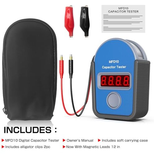 MFD10 Digital Capacitor Tester Meter Compatible with Supco, 0.01 to 10000 mfd's,±5.00% Capacitance Accuracy, LED Display