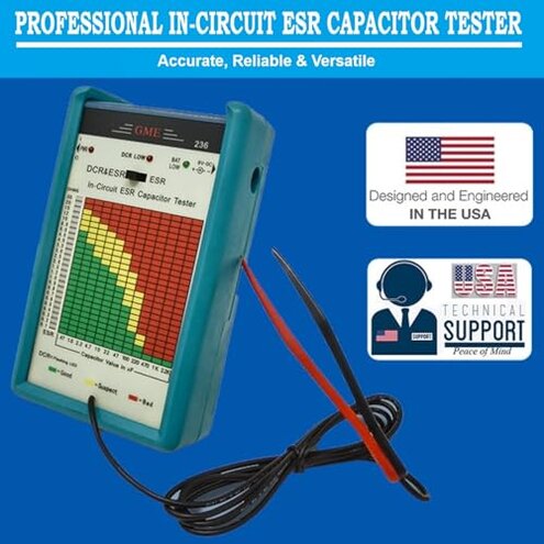 GME Professional in-Circuit ESR Capacitor Tester, Capacitance ESR Meter, Designed and Engineered in The USA