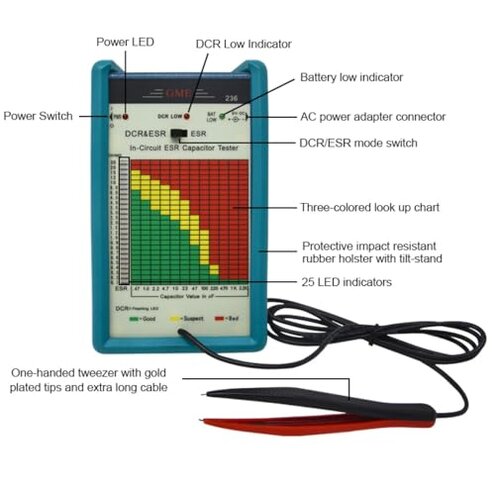 GME Professional in-Circuit ESR Capacitor Tester, Capacitance ESR Meter, Designed and Engineered in The USA