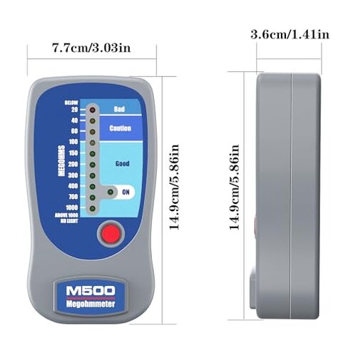 M500 Megohmmeter for Insulation Testing,Compatible with Supco M500 Electronic Megohmmeter,Works for Motors,HVAC Systems Tools, Compressor Tester,1000 Megohms at 500 Volts