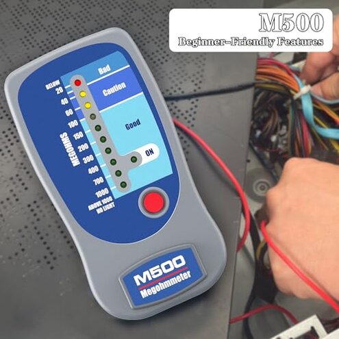 M500 Megohmmeter for Insulation Testing,Compatible with Supco M500 Electronic Megohmmeter,Works for Motors,HVAC Systems Tools, Compressor Tester,1000 Megohms at 500 Volts