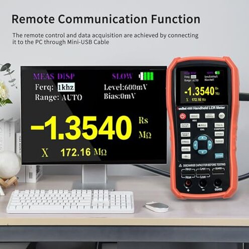 RuoShui Handheld LCR Meter 100Hz-100KHz, 0.2% Accuracy, Digital Bridge Multimeter for Capacitance, Inductance, Resistance Testing, with ESR Calibration Ideal for Engineers and Technicians (4080)