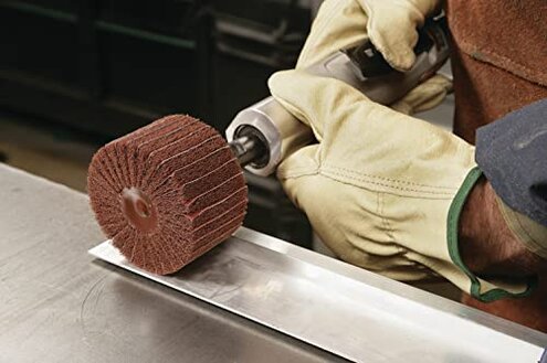 3M Scotch-Brite Combi-S Wheel - P180 Grit Aluminum Oxide - X-Weight Backing - Metal Finishing Wheel For Die Grinder - 3" x 1.75" x 1/4" - 80799