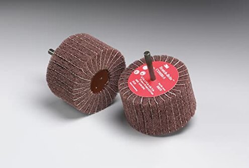 3M Scotch-Brite Combi-S Wheel - P180 Grit Aluminum Oxide - X-Weight Backing - Metal Finishing Wheel For Die Grinder - 3" x 1.75" x 1/4" - 80799