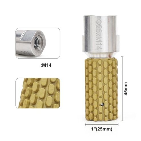 1 Inch 25mm Diamond Drum Wheel, 25mm M14 Or 5/8-11 Thread Drum Grinding Wheel, for Polishing Sink Hole Marble Granite Stone(Grit 100,M14_25MM)