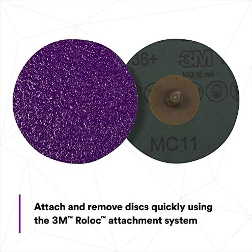 3M Cubitron II Roloc Fibre Disc, 786C, 33389, 3 in, 36+ Grit, 15 Pack, High Performance, Fast Cutting, Long Lasting