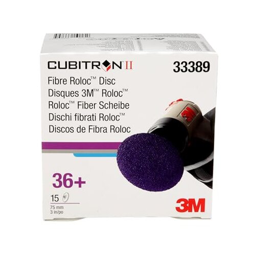 3M Cubitron II Roloc Fibre Disc, 786C, 33389, 3 in, 36+ Grit, 15 Pack, High Performance, Fast Cutting, Long Lasting