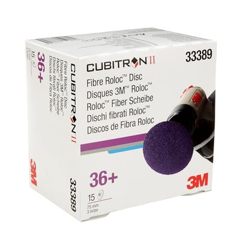 3M Cubitron II Roloc Fibre Disc, 786C, 33389, 3 in, 36+ Grit, 15 Pack, High Performance, Fast Cutting, Long Lasting