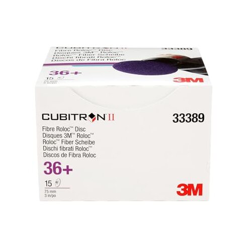3M Cubitron II Roloc Fibre Disc, 786C, 33389, 3 in, 36+ Grit, 15 Pack, High Performance, Fast Cutting, Long Lasting