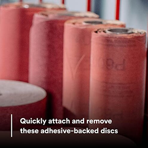 3M Stikit Red Abrasive PSA Disc, 01116, 6 in, P80, 100 Disc Roll for Auto Sanding, Primer Sanding, Rough Feather Edging