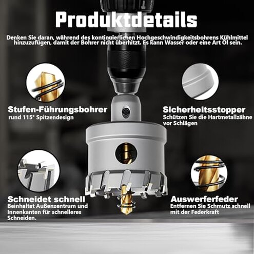 GSTK Upgrade Heavy Duty Carbide Hole Saw 14 Pcs,Metal Steel Hole Saw Drill Bit,TCT Hole Cutter,Alloy Hardness Upgrade, with 2*Extra Titanium Plated Pilot Center Drill and 2*L-Wrench