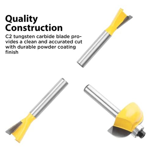 KOWOOD Router Bits Sets of 35B Pieces 1/4 Shank Router Bit Set T Shape Wood Milling Cutter