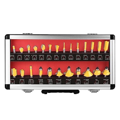 UTRUSTTO Router Bits 25 Pieces, 1/4 Inch Shank Tungsten Carbide Router Bit Set, for Professional and Beginners Carpenter