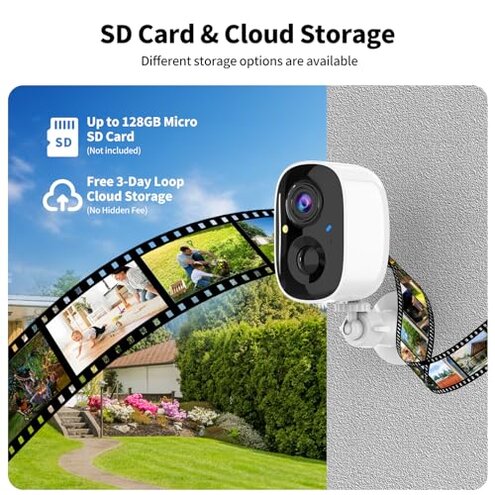 Security Cameras Wireless Outdoor,2K Indoor WiFi Wireless Cameras,Outside Battery Powered Camera for Home Security,AI Motion Detection,Color Night Vision,Spotlight,Siren Alarm,SD/Cloud Storage,2 Pack