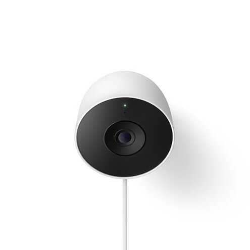 Google Nest Cam Outdoor (Wired, 2nd Gen) - Security Camera with 2K Video and Gemini, Night Vision, 2-Way Audio - Works with Google Home - 2025 Model - Snow