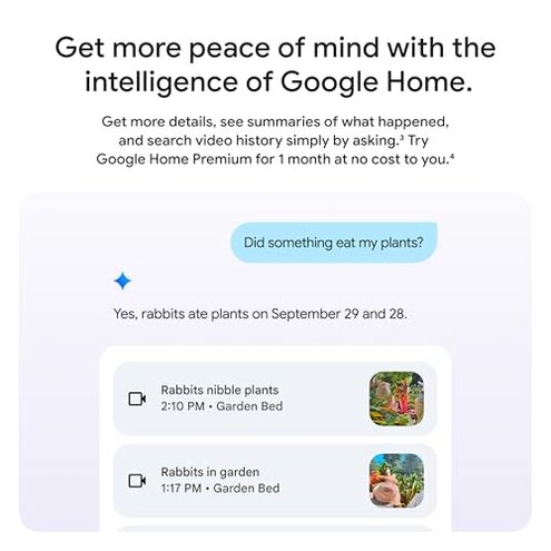Google Nest Cam Outdoor (Wired, 2nd Gen) - Security Camera with 2K Video and Gemini, Night Vision, 2-Way Audio - Works with Google Home - 2025 Model - Snow