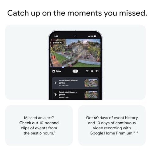 Google Nest Cam Outdoor (Wired, 2nd Gen) - Security Camera with 2K Video and Gemini, Night Vision, 2-Way Audio - Works with Google Home - 2025 Model - Snow