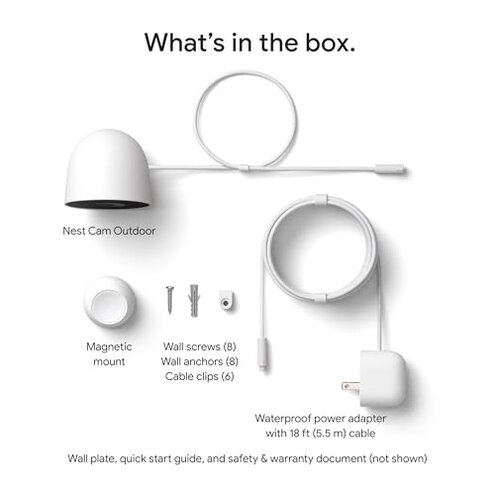 Google Nest Cam Outdoor (Wired, 2nd Gen) - Security Camera with 2K Video and Gemini, Night Vision, 2-Way Audio - Works with Google Home - 2025 Model - Snow