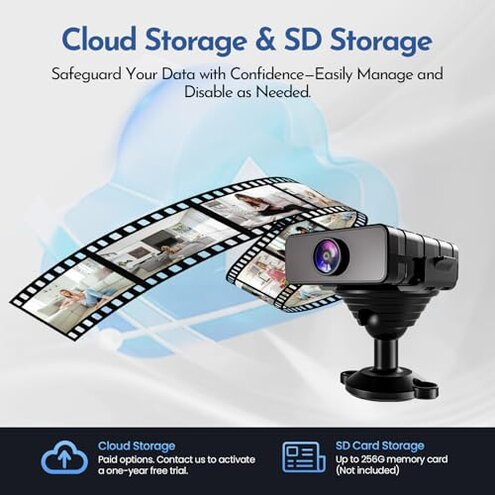 Braload Hidden Camera, Nanny Cam for Home | Free Cloud Indoor Security Camera, Works with/Without WiFi for Baby/Pet/Nanny Monitoring (deep Black)