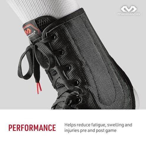 McDavid Ankle Brace with Lace-Up & Stays, Maximum Support, Comfortable Compression & Breathable Design