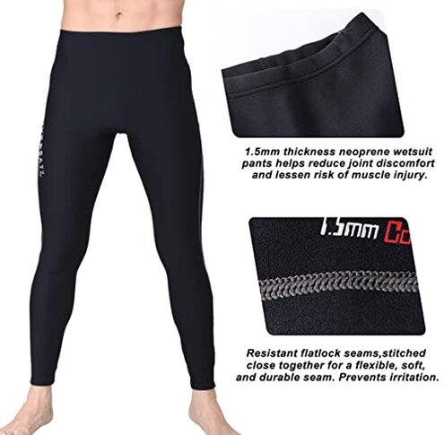 Wetsuit Pants 1.5mm Neoprene Pants for Men Surfing Pants Diving Pants Keep Warm for Diving Swimming Snorkeling Scuba Sailing Surfing L Size LP010M-L