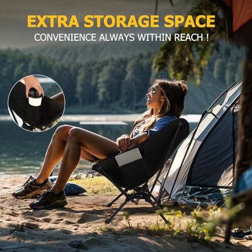Overmont Ultralight Portable Camping Chair- Lightweight Folding Backpacking Chair, Support up to 330Lbs Compact Beach Chair for Adults with Carry Bag for Backpack Hiking Fishing Outdoor Camp 2pcs