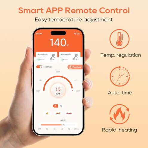 Heated Socks APP Control for Men Women, 6000mAh*2 Battery Heated Socks, Electric Feet Warmers Rechargeable Smart Foot Warmers Washable for Camping Fishing Cycling Skiing Skating Hiking Camping