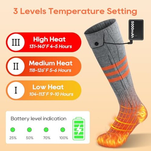 Heated Socks APP Control for Men Women, 6000mAh*2 Battery Heated Socks, Electric Feet Warmers Rechargeable Smart Foot Warmers Washable for Camping Fishing Cycling Skiing Skating Hiking Camping