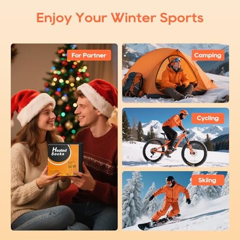 Heated Socks APP Control for Men Women, 6000mAh*2 Battery Heated Socks, Electric Feet Warmers Rechargeable Smart Foot Warmers Washable for Camping Fishing Cycling Skiing Skating Hiking Camping
