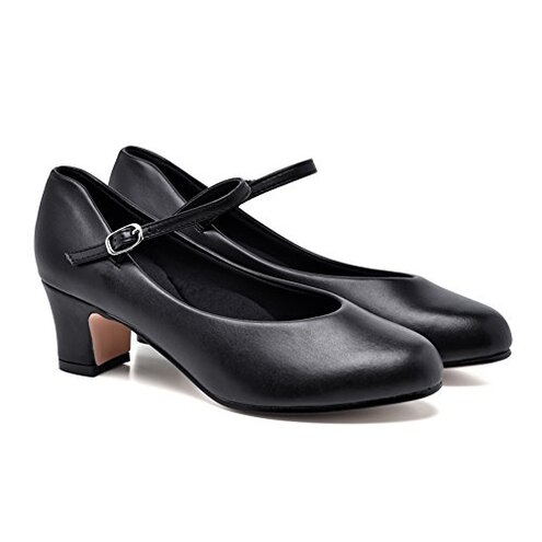 Stelle Character Shoes for Women Dance Shoes 1.5"/2" Ankle Strap Dancing Heels for Ballroom Salsa Tango Flamenco Latin (2''Black,8MW)