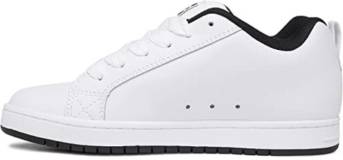 DC Men's Court Graffik Skate Shoe, White/Black/Black,9 M US