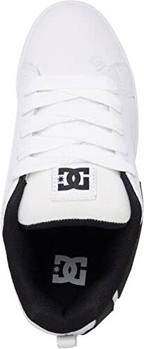 DC Men's Court Graffik Skate Shoe, White/Black/Black,9 M US