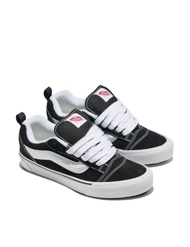 Vans Unisex Knu Skool Shoe | '90s Retro Puffy Low-Top Fashion Sneakers for Men & Women, Black/True White, 12/13.5
